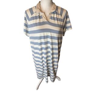 Toad And Co Cotton Striped Polo Dress Size Med Vacation